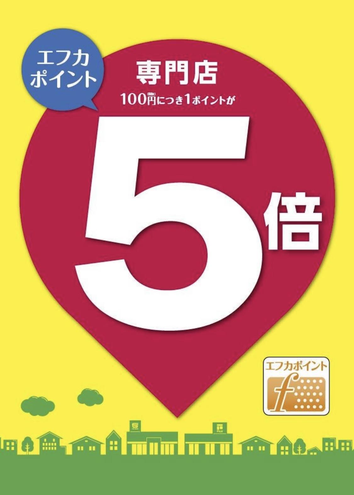 本日エフカ5倍です！