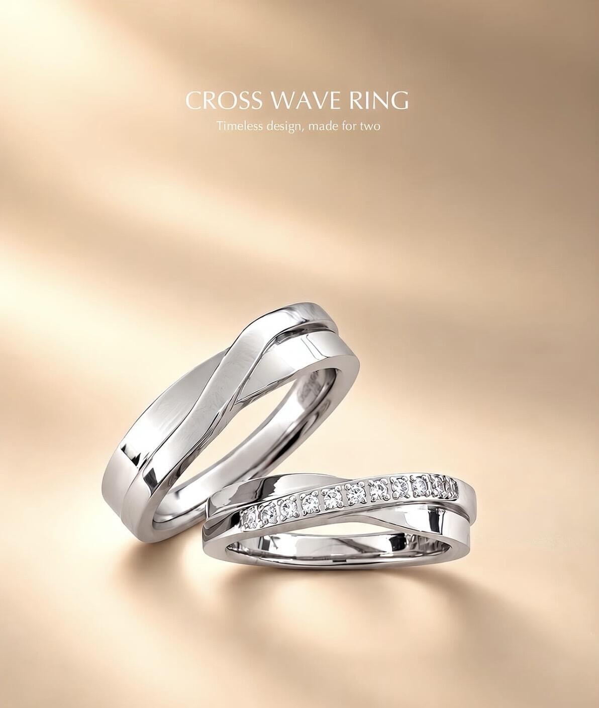  ▽NEW ITEM▽ Pair - CROSS WAVE RING