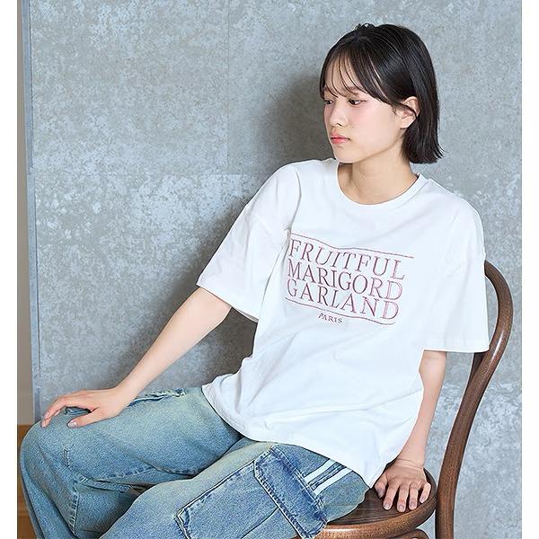 3段ロゴ刺しゅうTシャツ