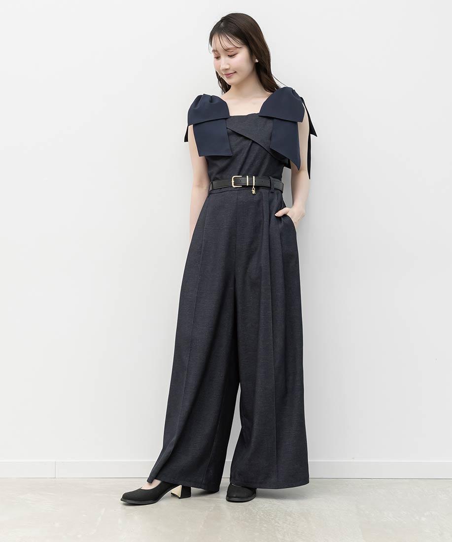 【NEW】2WAY リボンショルダーロンパース