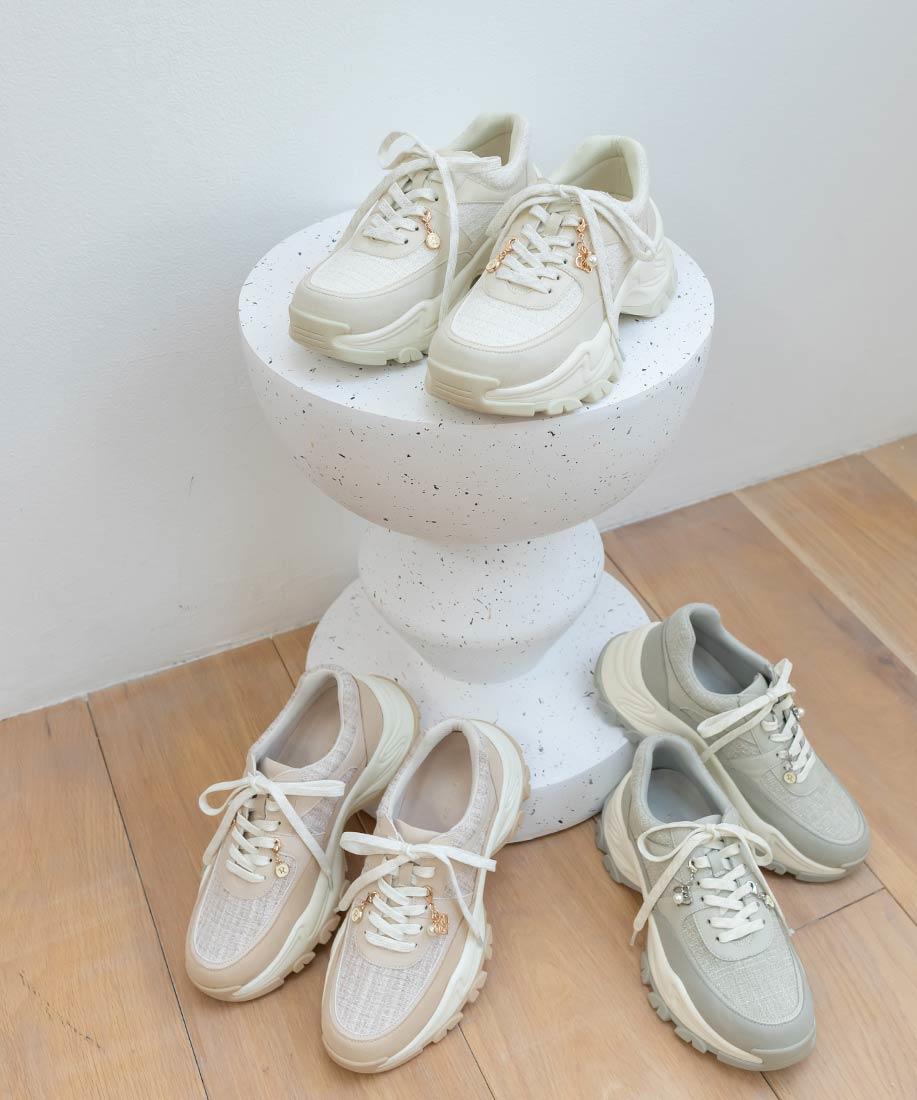 2WAY チャーム付きツイードスニーカー